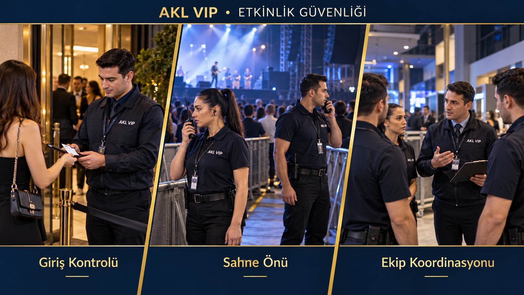 AKL VIP etkinlik özel güvenliği için giriş kontrolü, sahne önü güvenliği ve ekip koordinasyonu